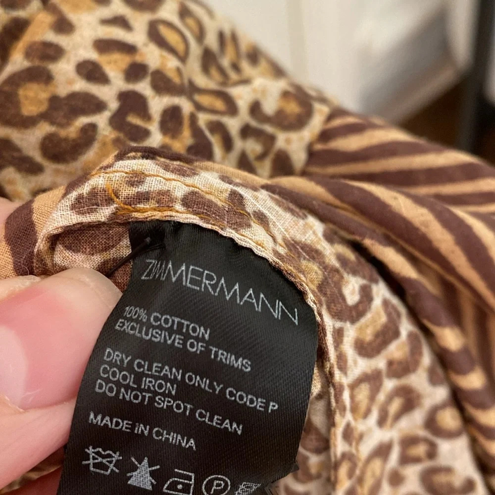 Zimmerman Empire Tiered Dress in Spliced Animal Print in Brown Maxi Dress Size 0 - Picture 11 of 13